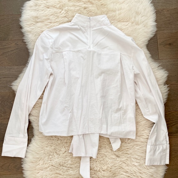 LOEIL White Mock Neck Oversized Grommet Blouse - Picture 4 of 7